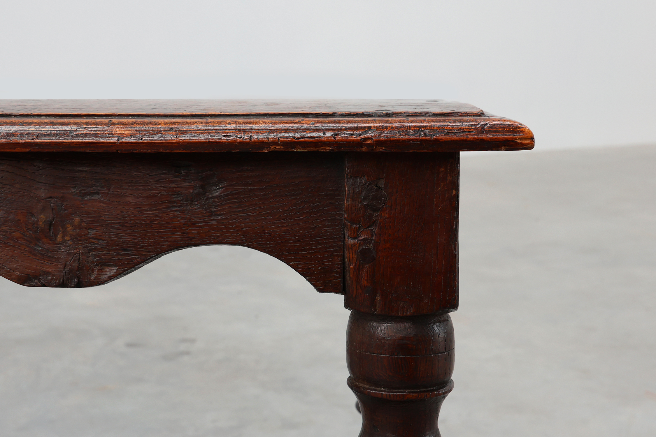 19th Century oak rectangular joint stool or table with turned legs, France ca. 1820thumbnail